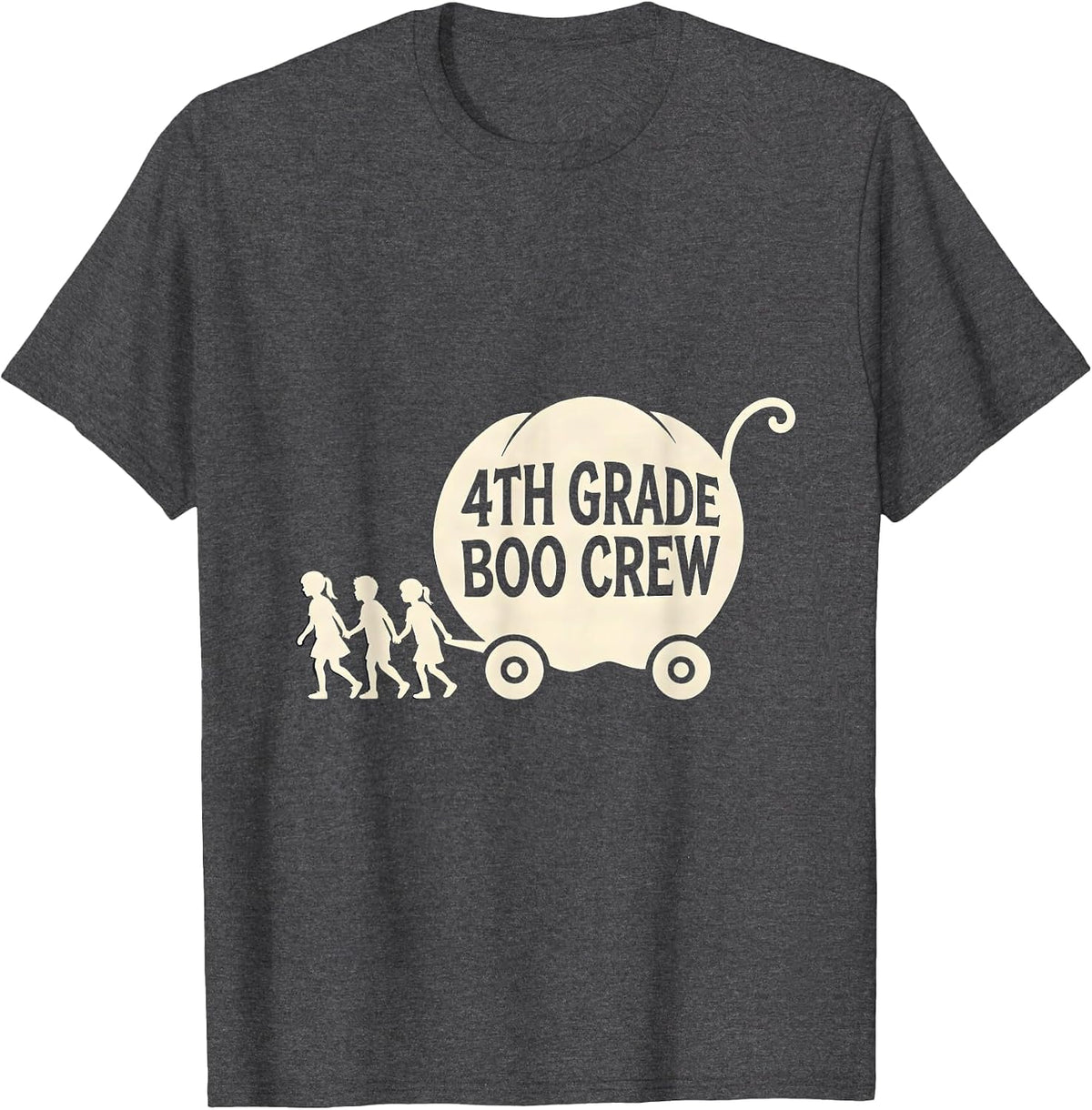 Men's 4th Grade Boo Crew Funny Fourth Grade Teacher Halloween T-Shirt - Dark Heather Grey