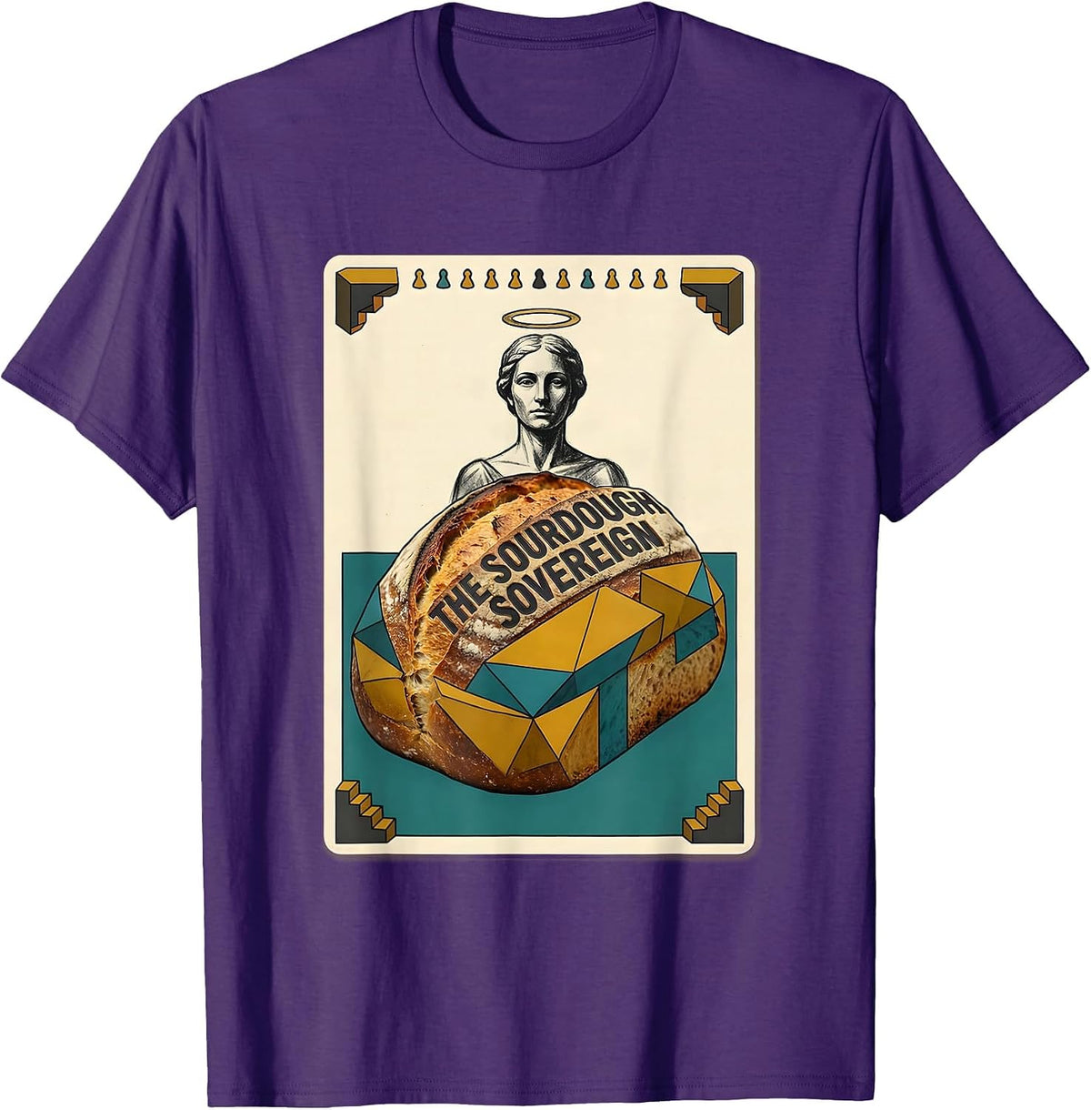 The Sourdough Sovereign Midcentury Modern Parody Tarot Card T-Shirt - Purple