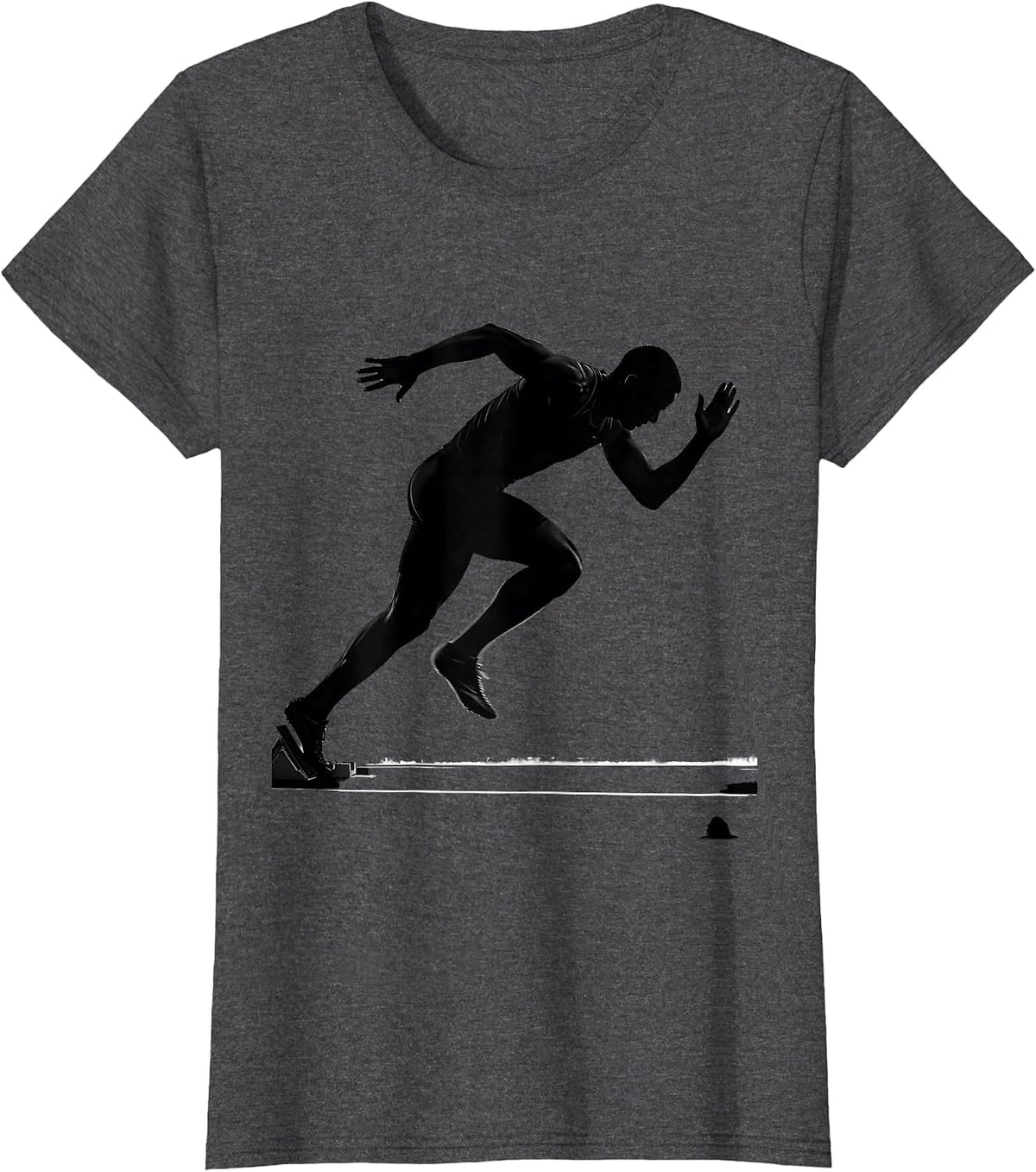 Women's Sprinter Exploding Off Starting Blocks Graphic T-Shirt - Dark Heather Grey