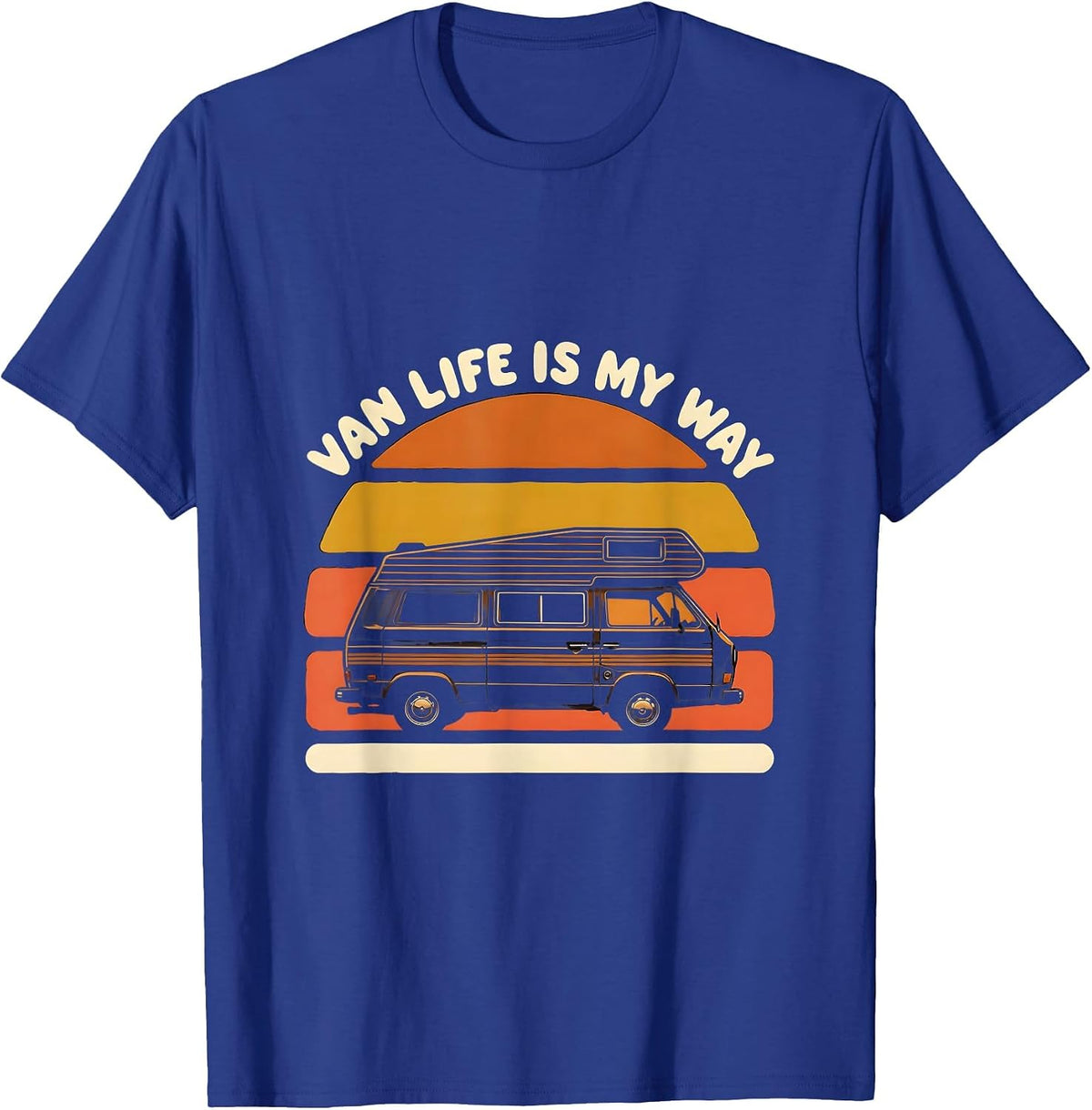 Men's Van Life Is My Way Retro Vintage Van Dwellers Nomads T-Shirt - Royal Blue