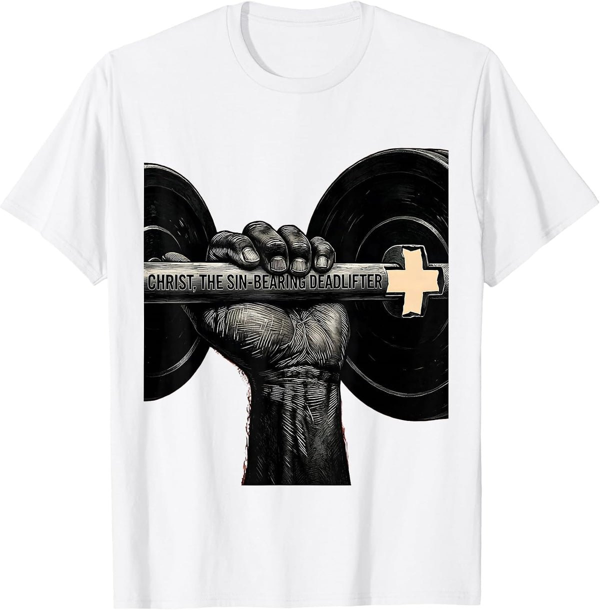 Men's Christ The Sin-Bearing Deadlifter Funny Christian Gym Humor T-Shirt - White
