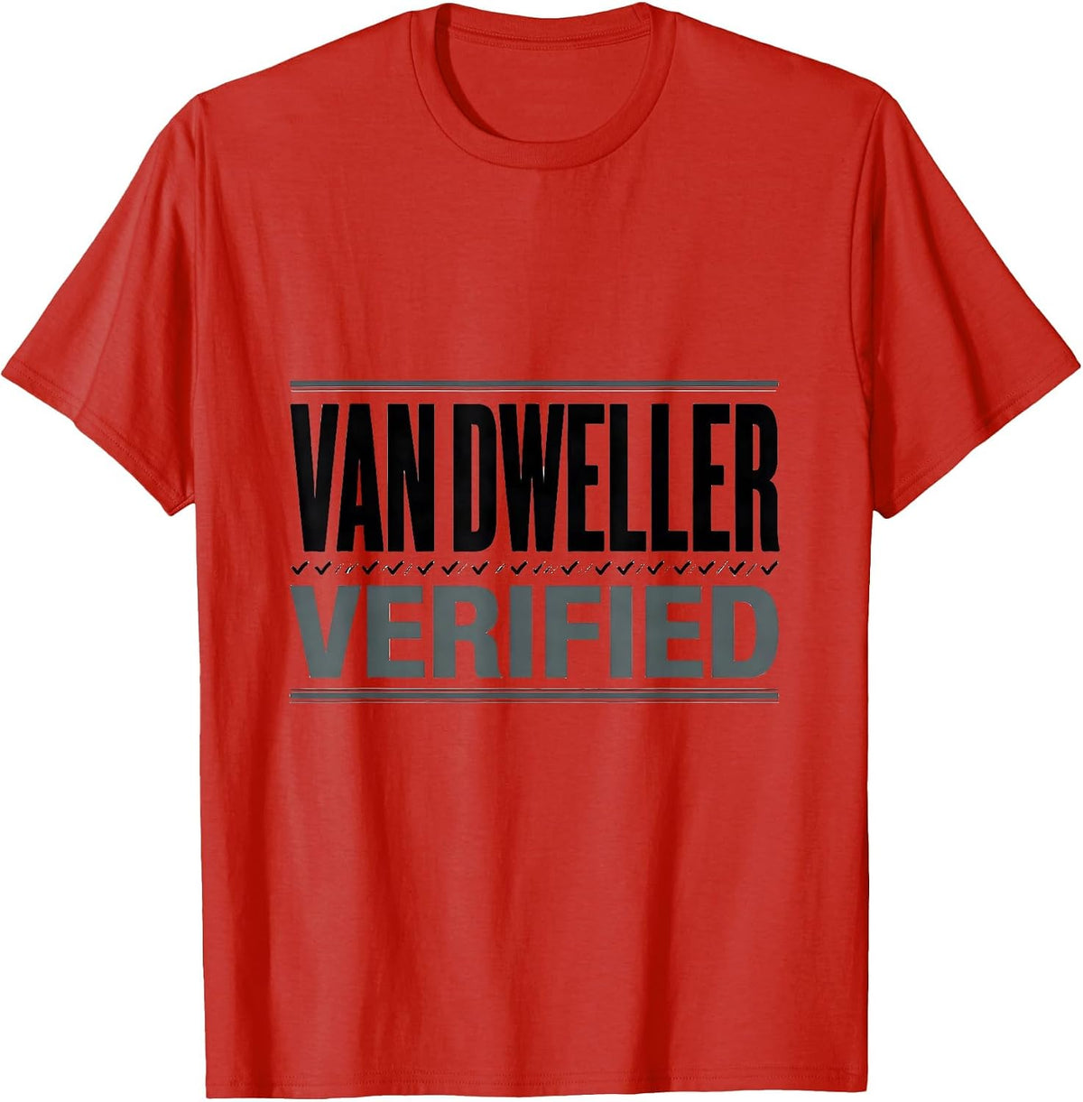 Men's Van Dweller, Verified Funny Van Life Nomad Road-Trip Humor T-Shirt - Red