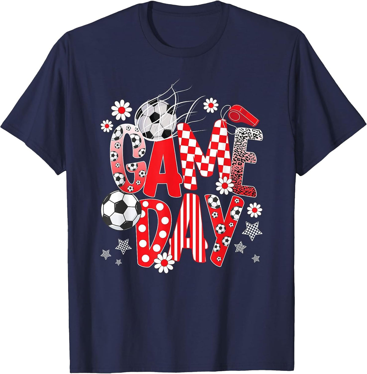 Game Day Cute Soccer Game Day Soccer T-Shirt - Navy Blue