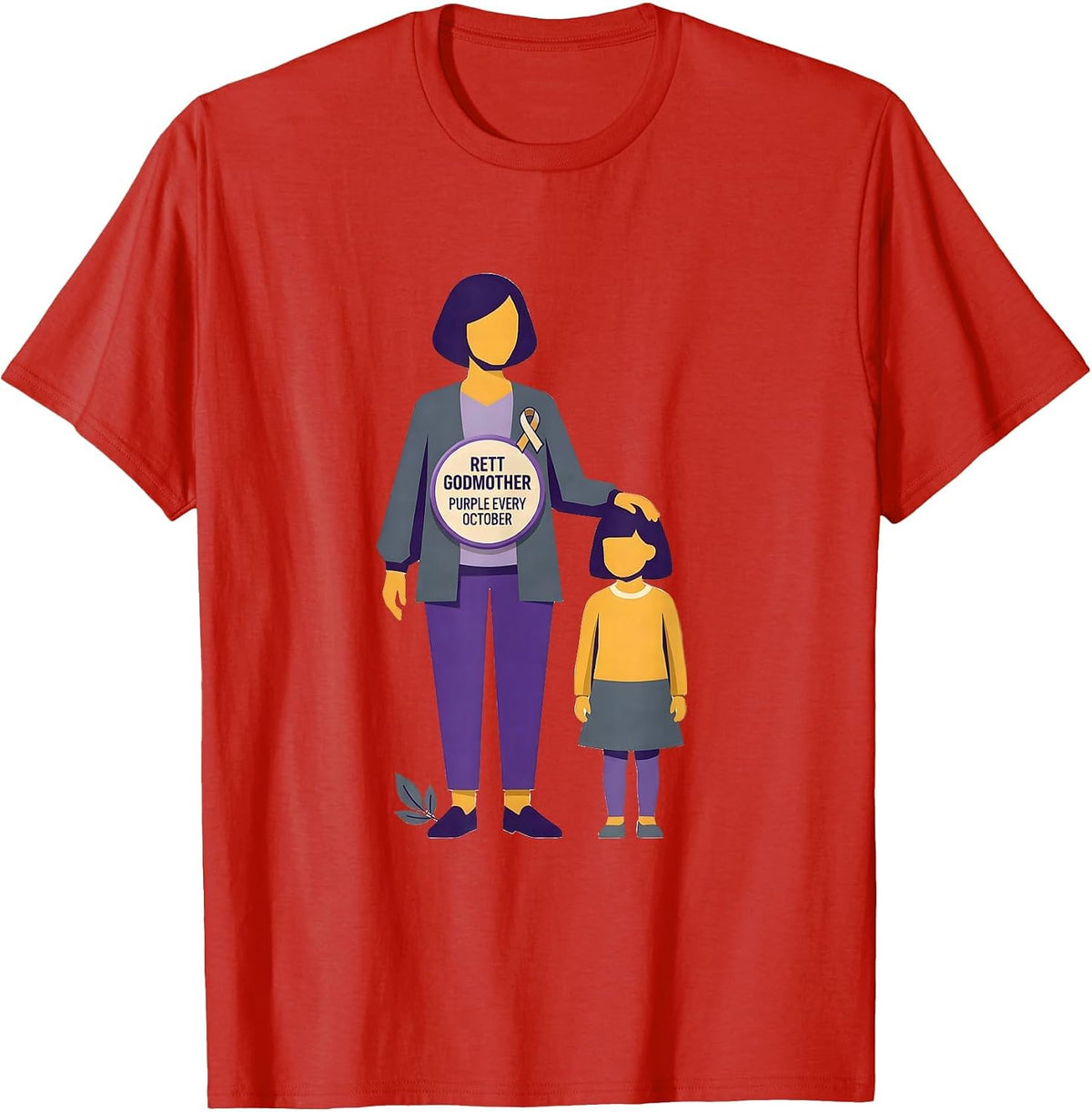 Men's Rett Godmother Purple Every October Cause Awareness Warrior T-Shirt - Red