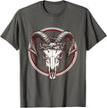 Goat Skull Crowned With Thorns Death Metal Art T-Shirt - Asphalt Grey