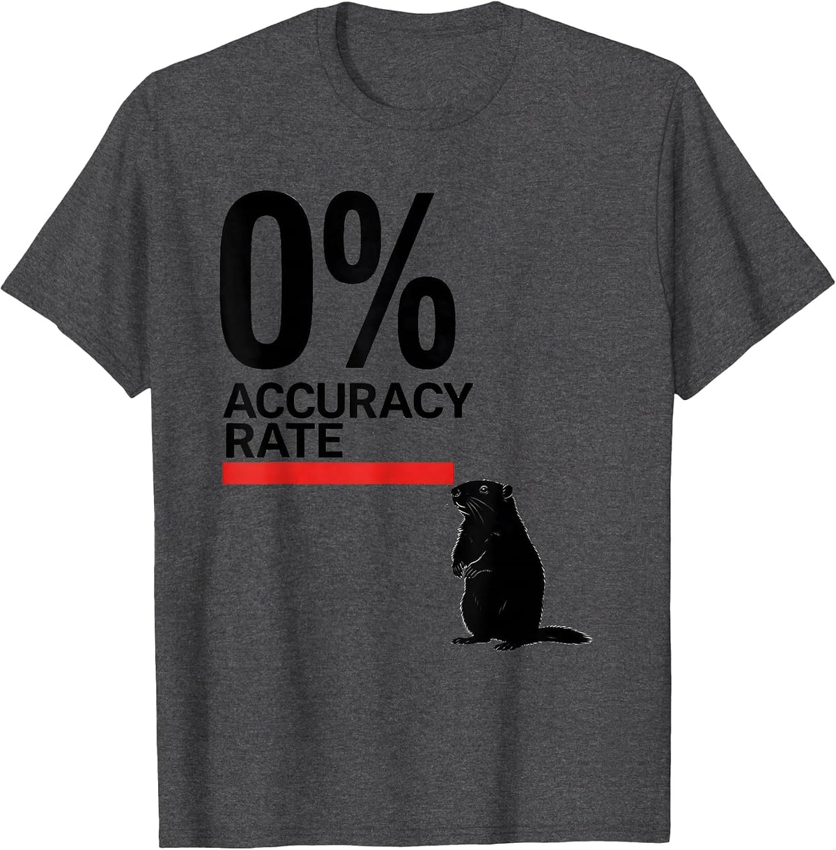 Zero Percent Accuracy Rate Funny Groundhog Day Humor T-Shirt - Dark Heather Grey