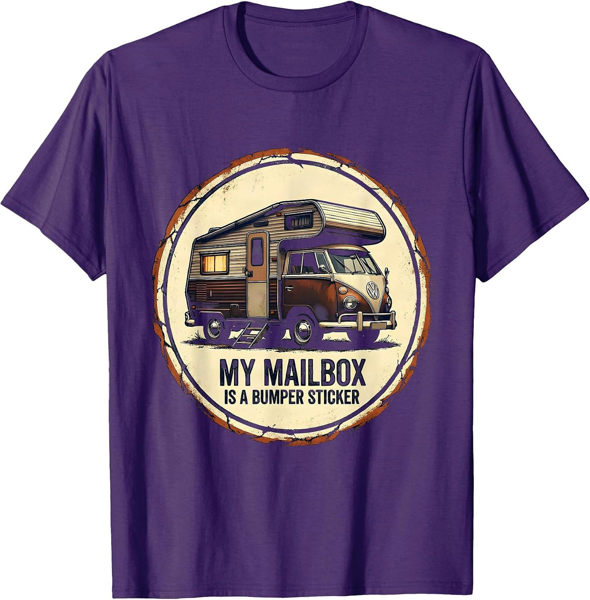 Men's My Mailbox Is A Bumper Sticker Retro Van Life Nomad Pride T-Shirt - Purple