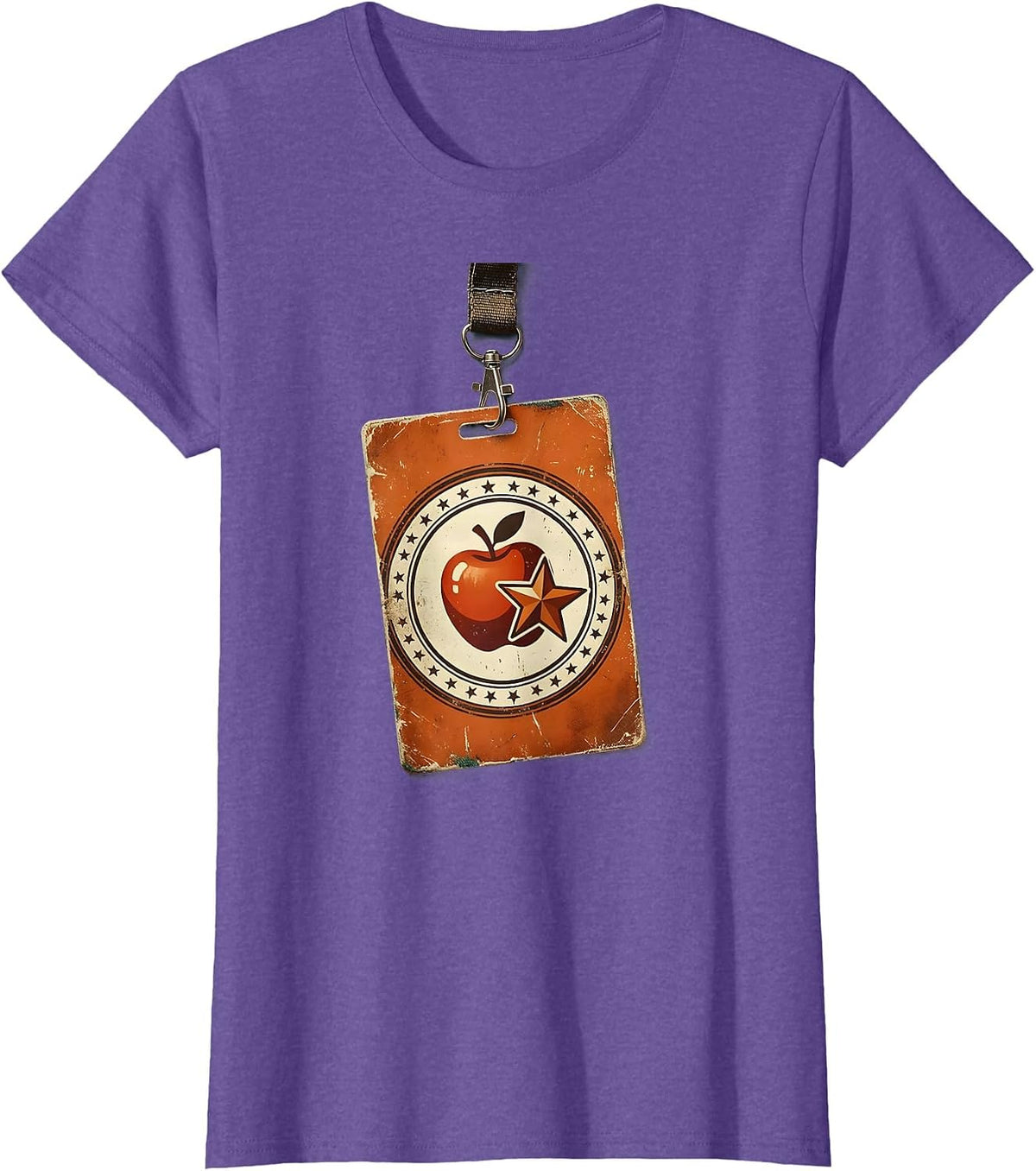 Substitute Teacher Badge Clip Graphic Design T-Shirt - Purple Heather