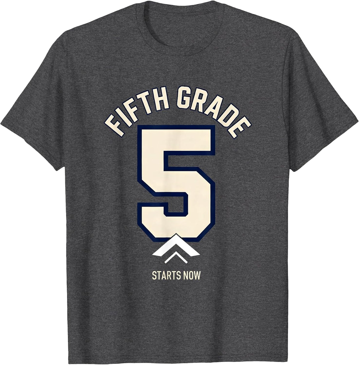 Men's Fifth Grade Starts Now Retro Teacher Back to School T-Shirt - Dark Heather Grey