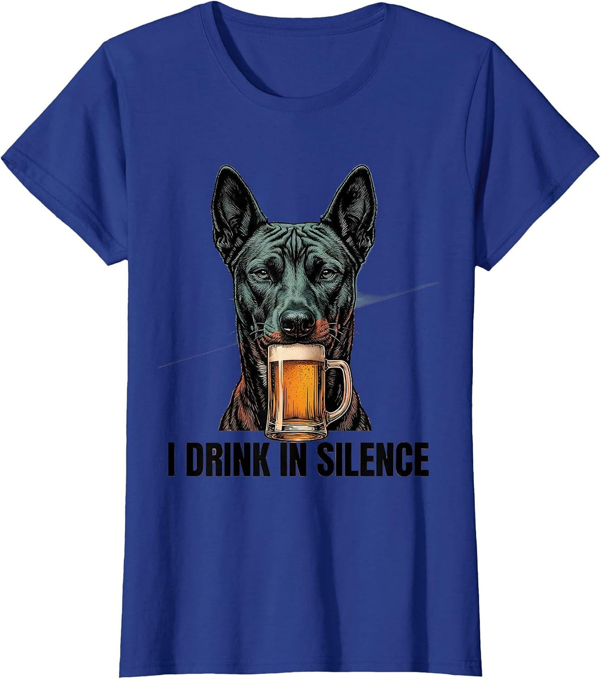 Women's I Drink In Silence Funny Basenji Dog Meme Humor T-Shirt - Royal Blue