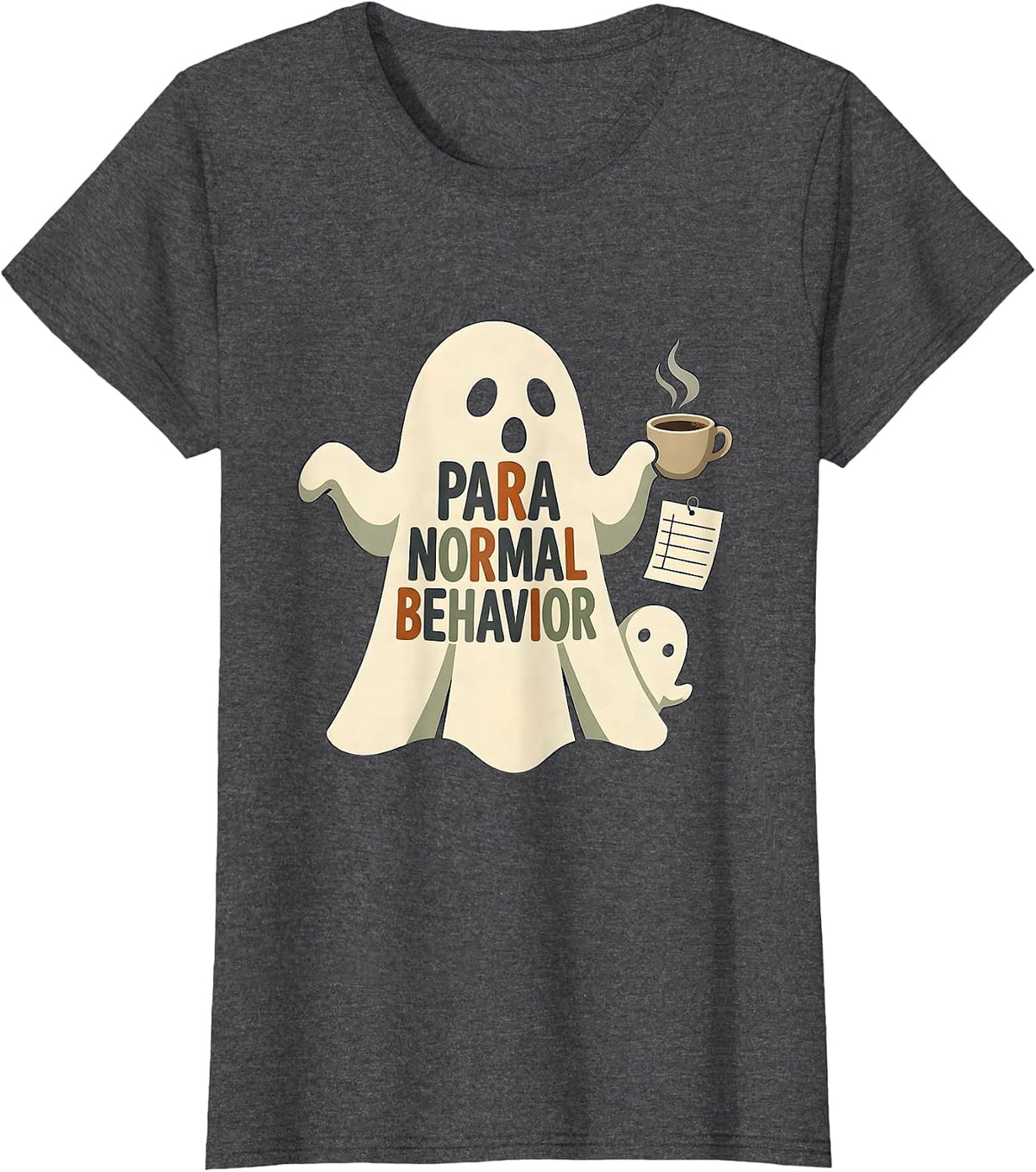 Women's Para Normal Behavior Funny Ghost Paraprofessional SPED T-Shirt - Dark Heather Grey