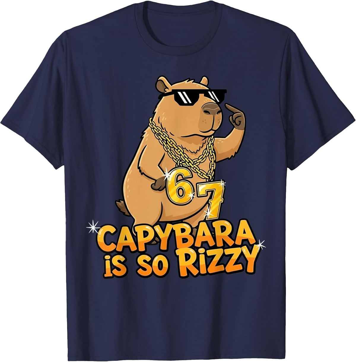 Funny Capybara is So Rizzy Meme 67 T-Shirt - Navy Blue