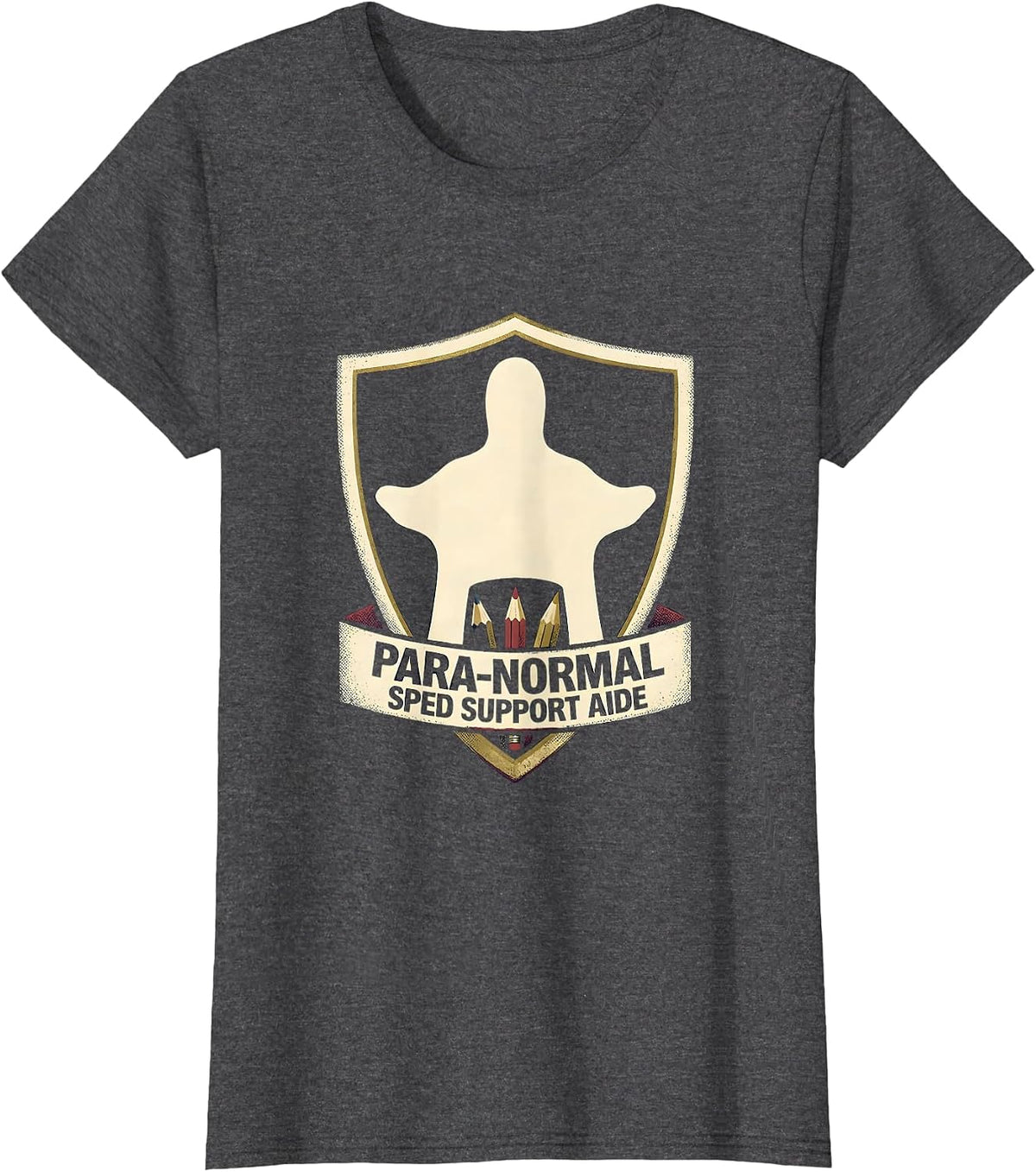 Women's Para-Normal SPED Support Aide Ghost Paraprofessional T-Shirt - Dark Heather Grey