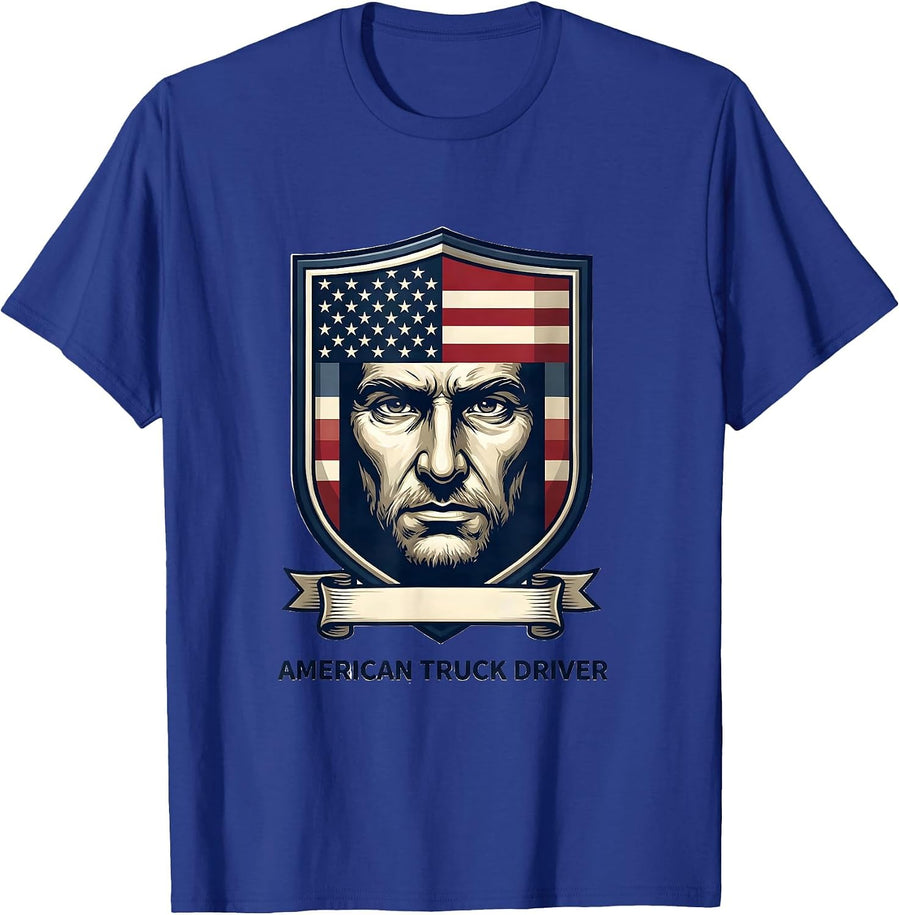 American Truck Driver Patriotic Semi Truck Driver Trucker T-Shirt - Royal Blue