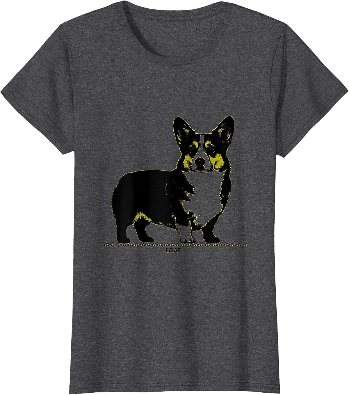 Women's Loaf Funny Corgi Dog Lover Humor Graphic T-Shirt - Dark Heather Grey