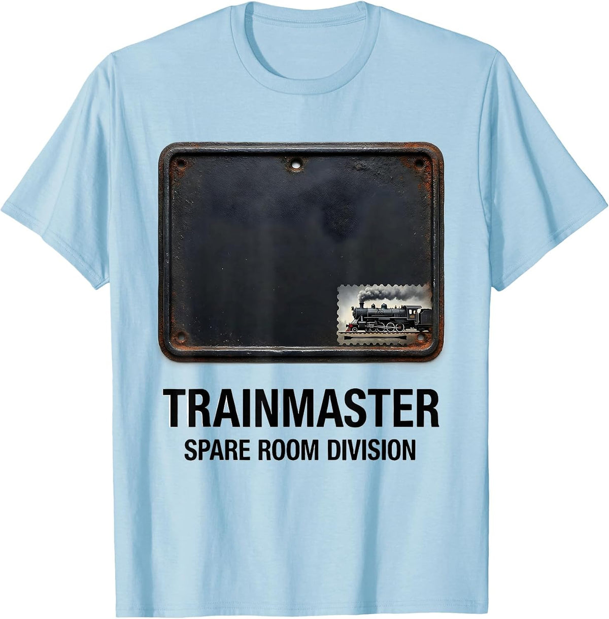 Men's Trainmaster Spare Room Division Vintage Steam Train T-Shirt - Baby Blue