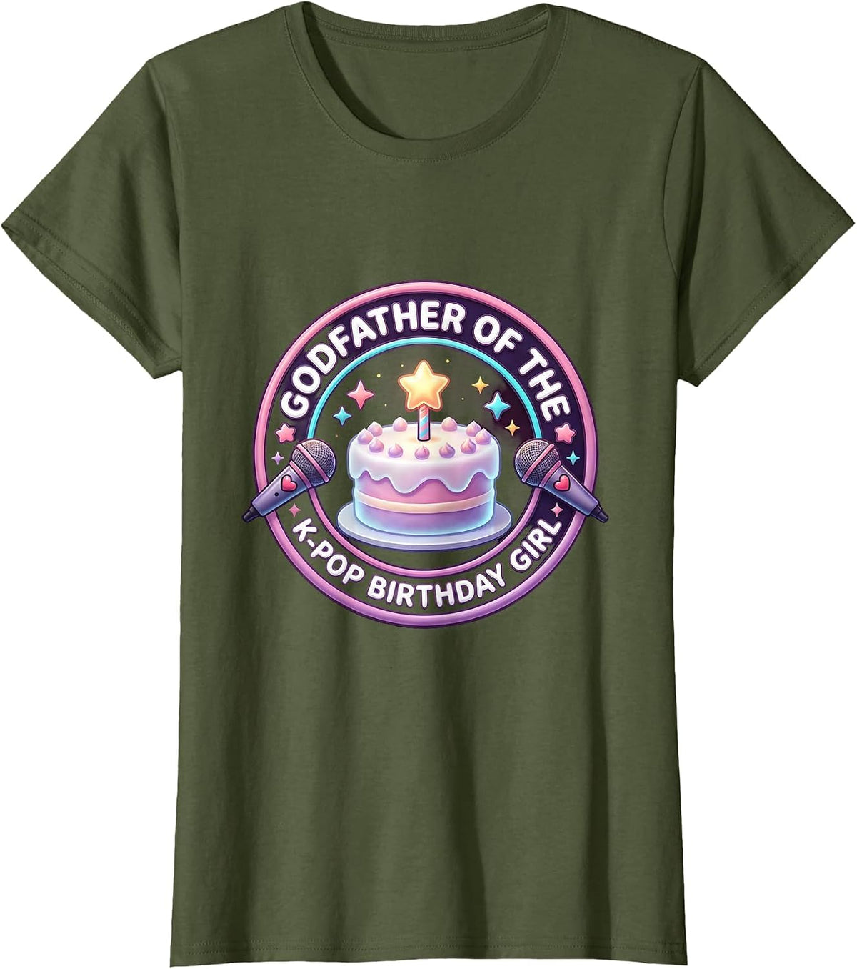 Women's Godfather of the K-Pop Birthday Girl Cute Kawaii Family T-Shirt - Olive Green