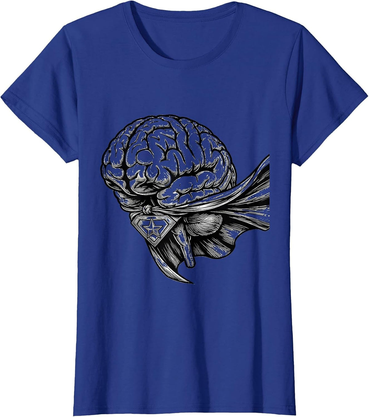 Women's Superhero Brain Paraprofessional Graphic Tee T-Shirt - Royal Blue
