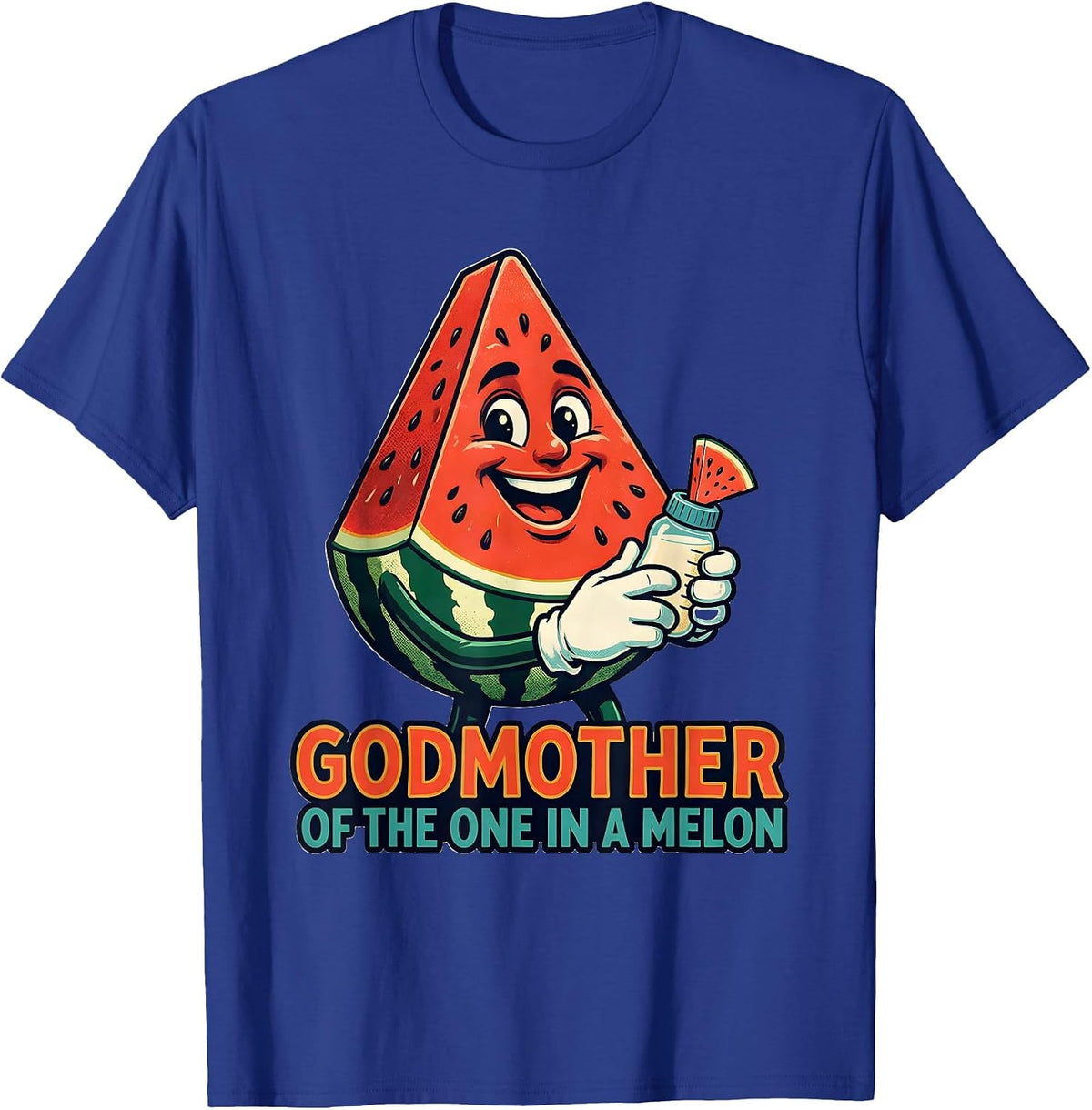 Godmother Of The One In A Melon Retro Watermelon First T-Shirt - Royal Blue