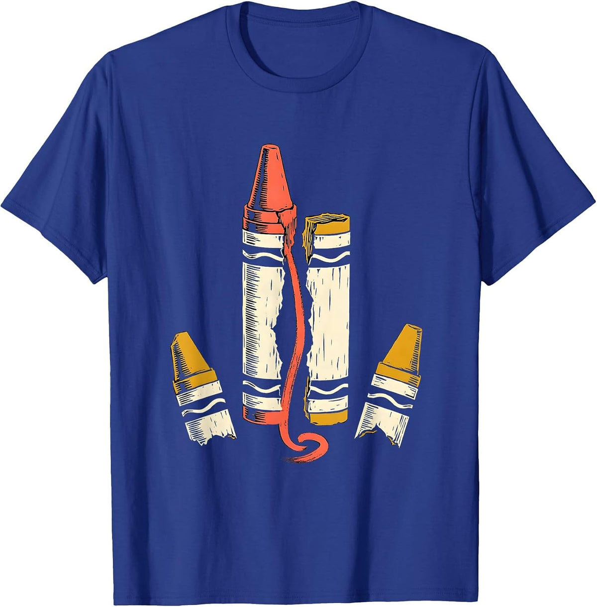 Broken Crayon Linocut Mental Health Awareness Support T-Shirt - Royal Blue