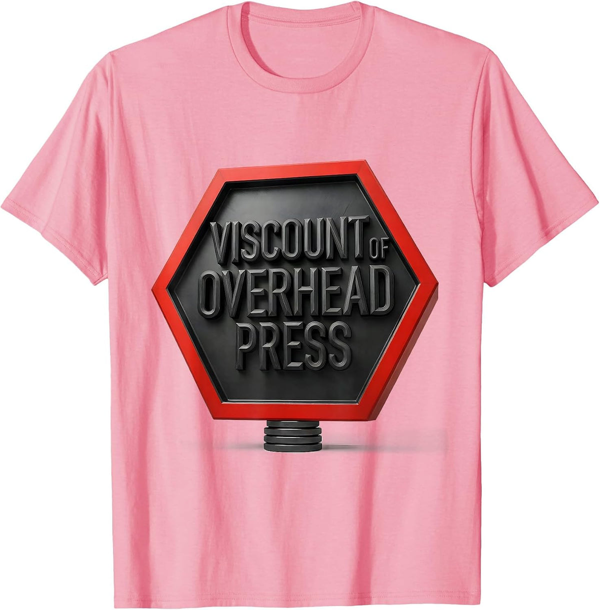 Men's Viscount of Overhead Press Geometric Knight Weightlifter Gym T-Shirt - Pink