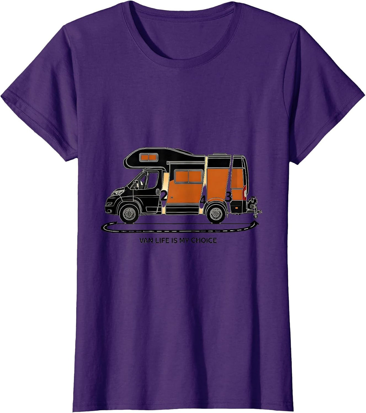 Women's Van Life Is My Choice Retro Van Dwellers Nomad Pride T-Shirt - Purple