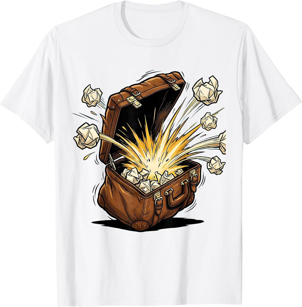 Men's Substitute Teacher Exploding Briefcase Graphic T-Shirt - White