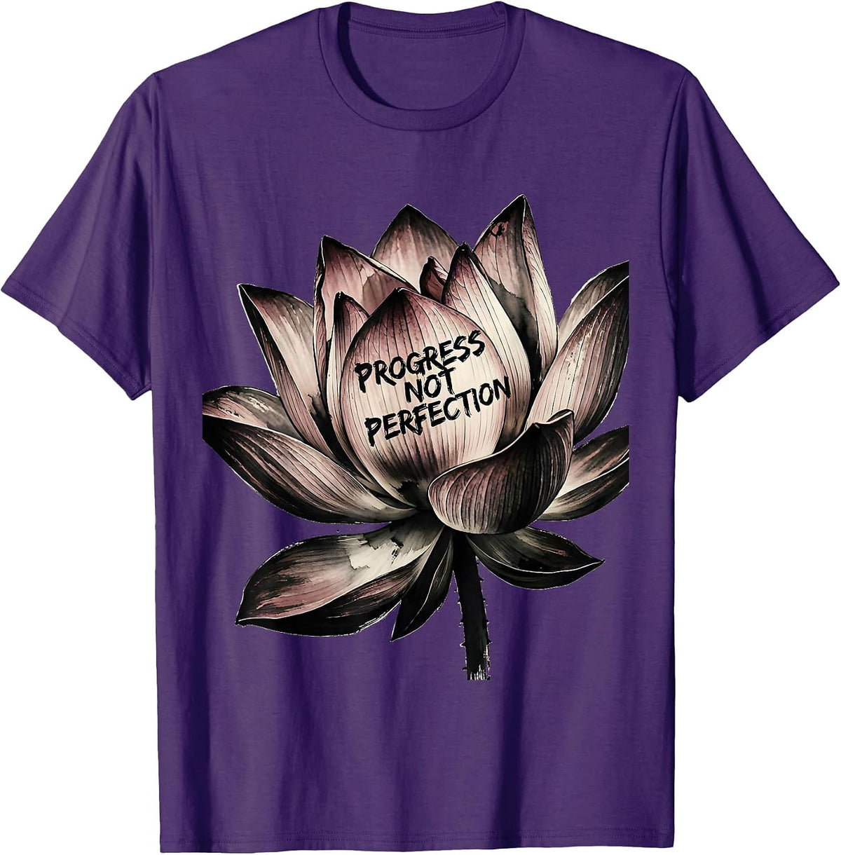 Men's Progress Not Perfection Mental Health Design T-Shirt - Purple