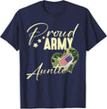 Proud Army Auntie Camouflage Dog Tag USA American Flag T-Shirt - Navy Blue