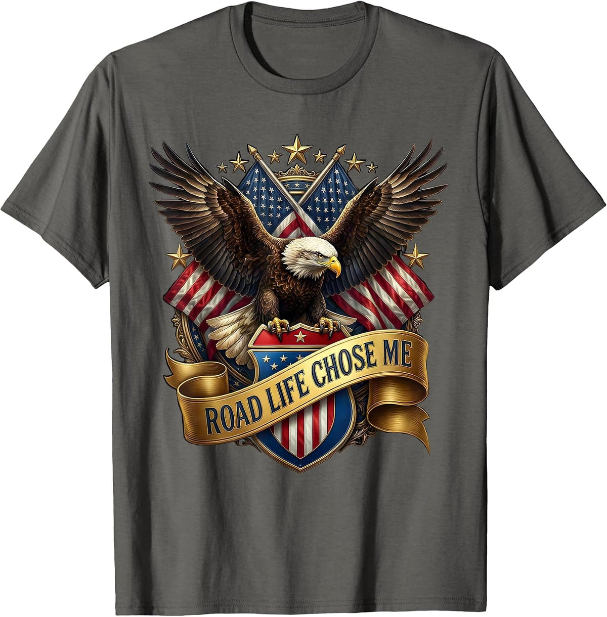 Road Life Chose Me Open Highway Graphic T-Shirt - Asphalt Grey