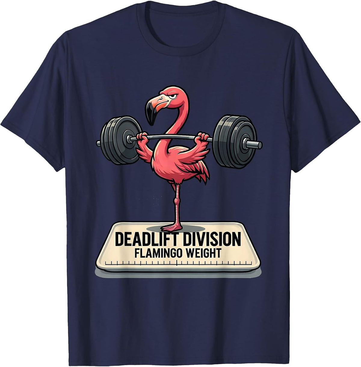 Deadlift Division Flamingo Weight Funny Gym Meme T-Shirt - Navy Blue