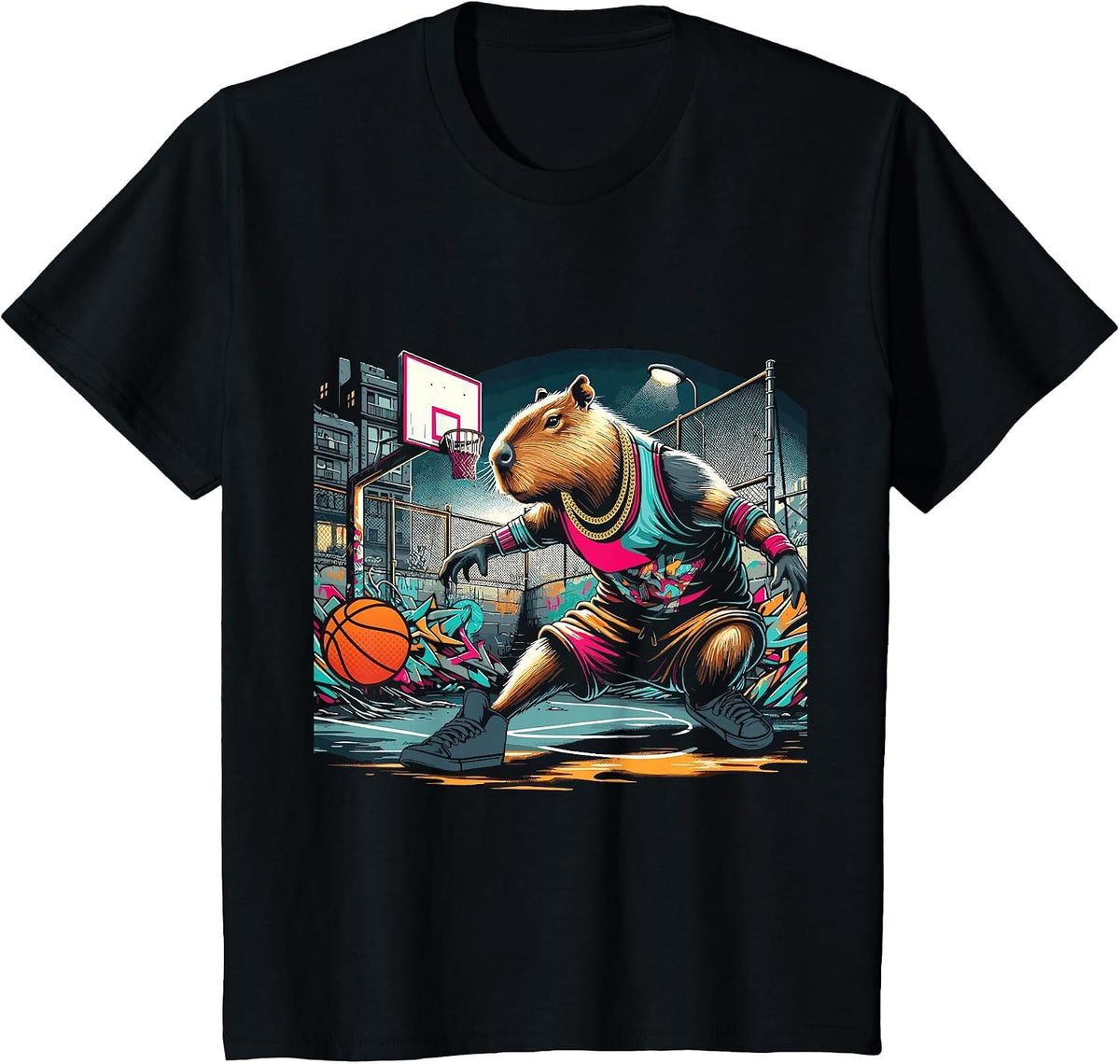 Capybara Basketball T-Shirt - Black