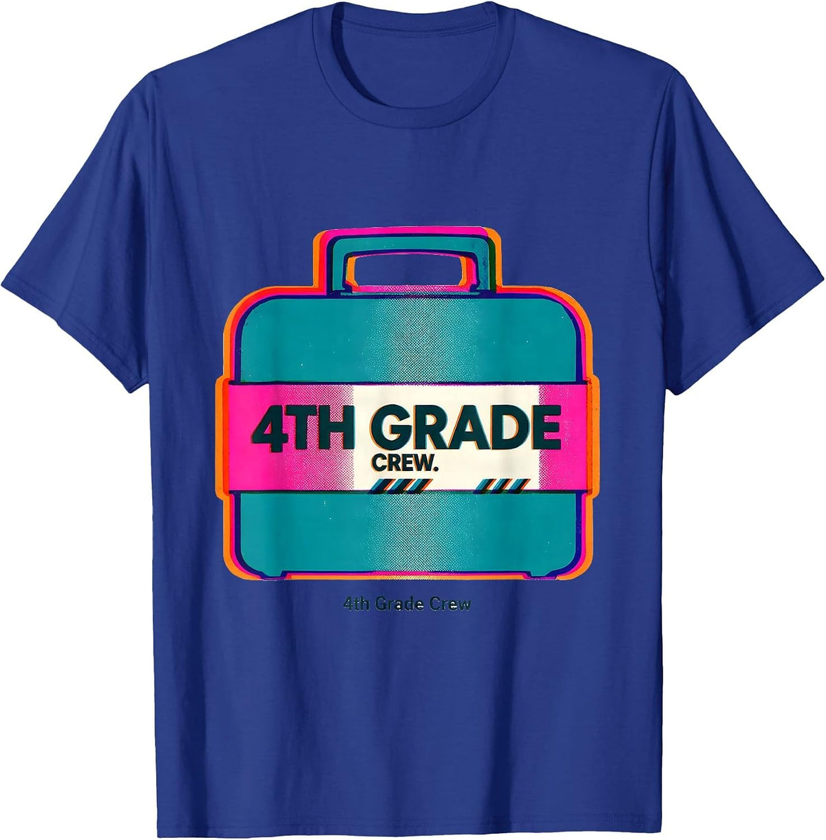Men's 4th Grade Crew Retro Grade-Level Teacher Back To School Team T-Shirt - Royal Blue