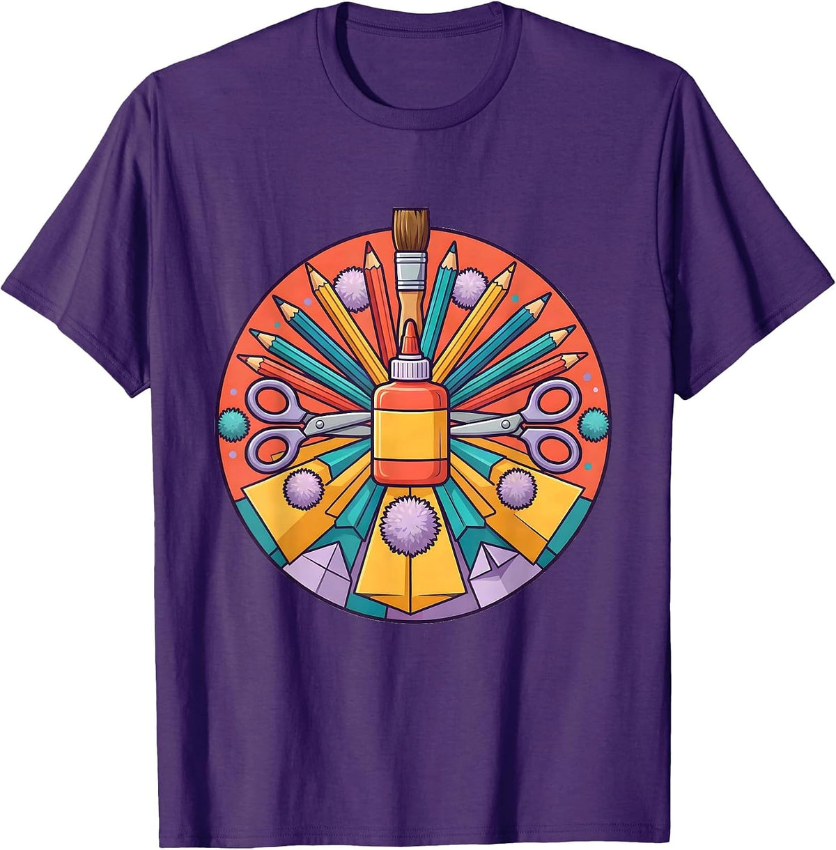 Men's Daycare Teacher Craft Supplies Graphic Tee T-Shirt - Purple