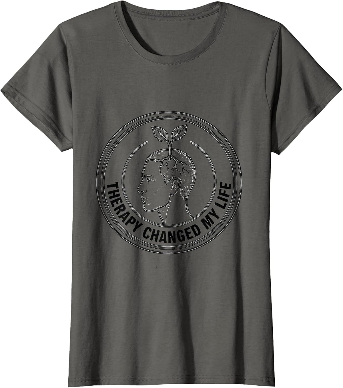 Women's Therapy Changed My Life Mental Health Awareness T-Shirt - Asphalt Grey