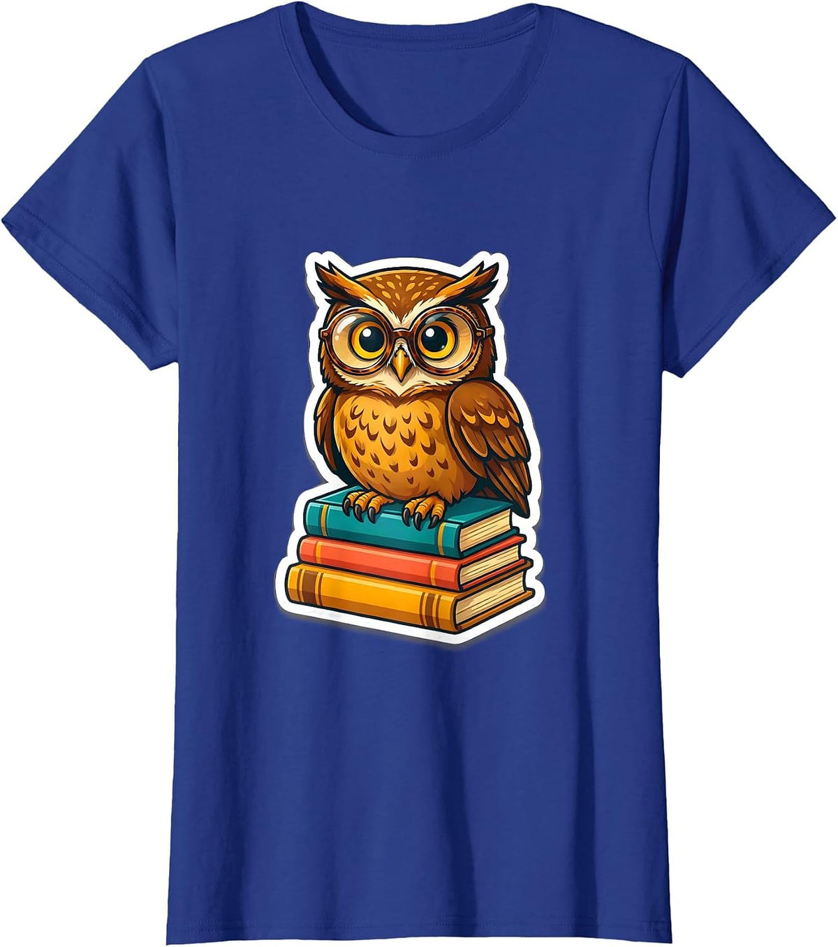 Women's 5th Grade Teacher Owl on Books Illustration T-Shirt - Royal Blue