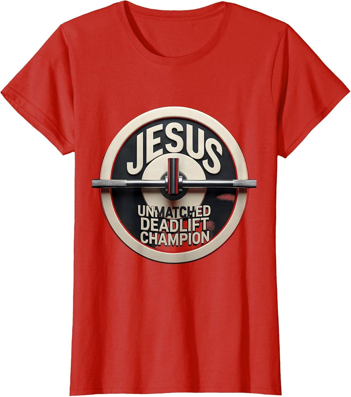 Jesus The Unmatched Deadlift Champion Geometric Christian T-Shirt - Red