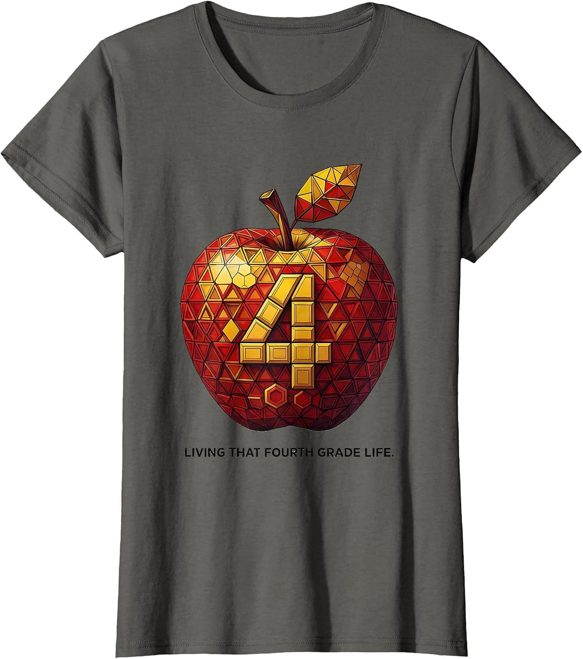 Women's Living That Fourth Grade Life Teacher Design T-Shirt - Asphalt Grey