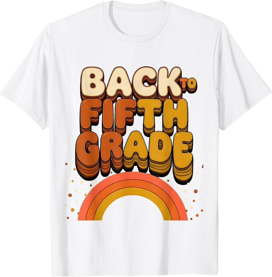 Men's Back To Fifth Grade Retro Groovy Fifth Grade Teacher Student T-Shirt - White