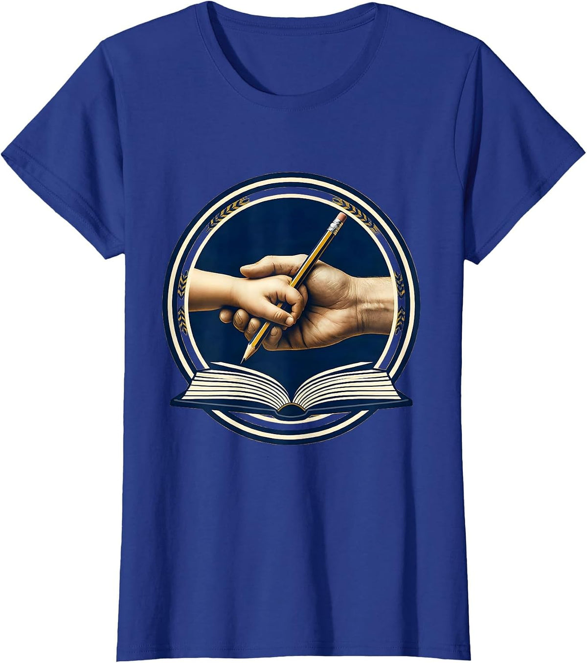 Women's Paraprofessional Hands Guiding Child Learning Art T-Shirt - Royal Blue