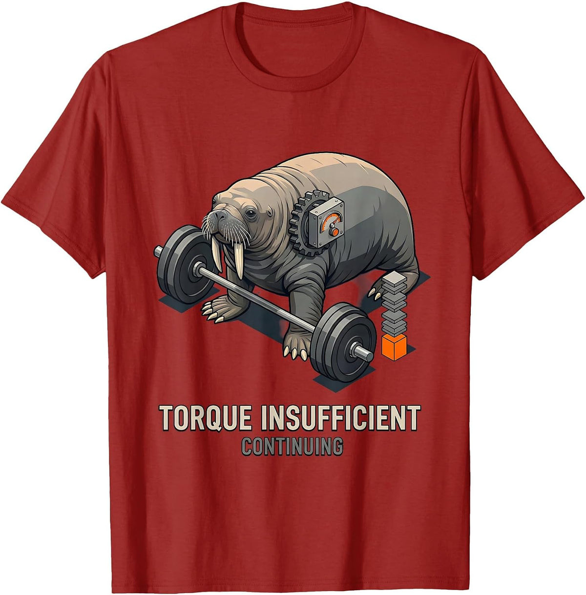 Torque Insufficient Continuing Funny Gym Workout T-Shirt - Cranberry Red