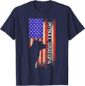 Vintage USA Flag Proud Pitbull Dog Grandpa Pittie Silhouette T-Shirt - Navy Blue