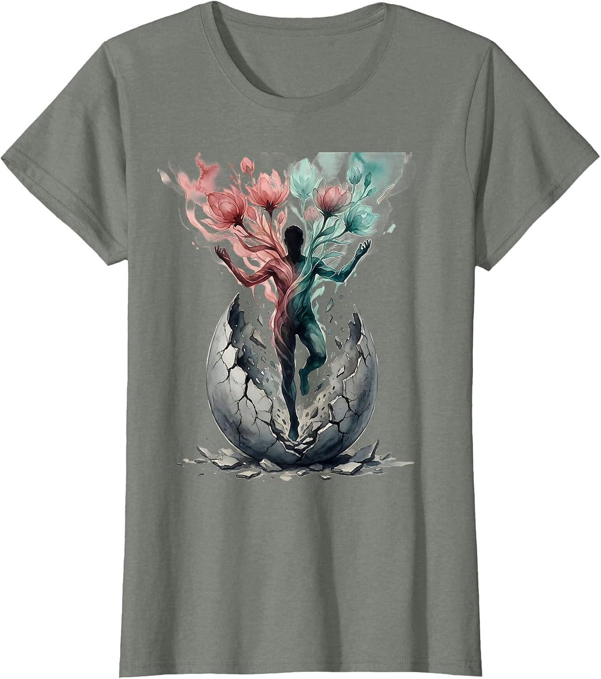 Breaking Free Mental Health Awareness Graphic T-Shirt - Olive Heather