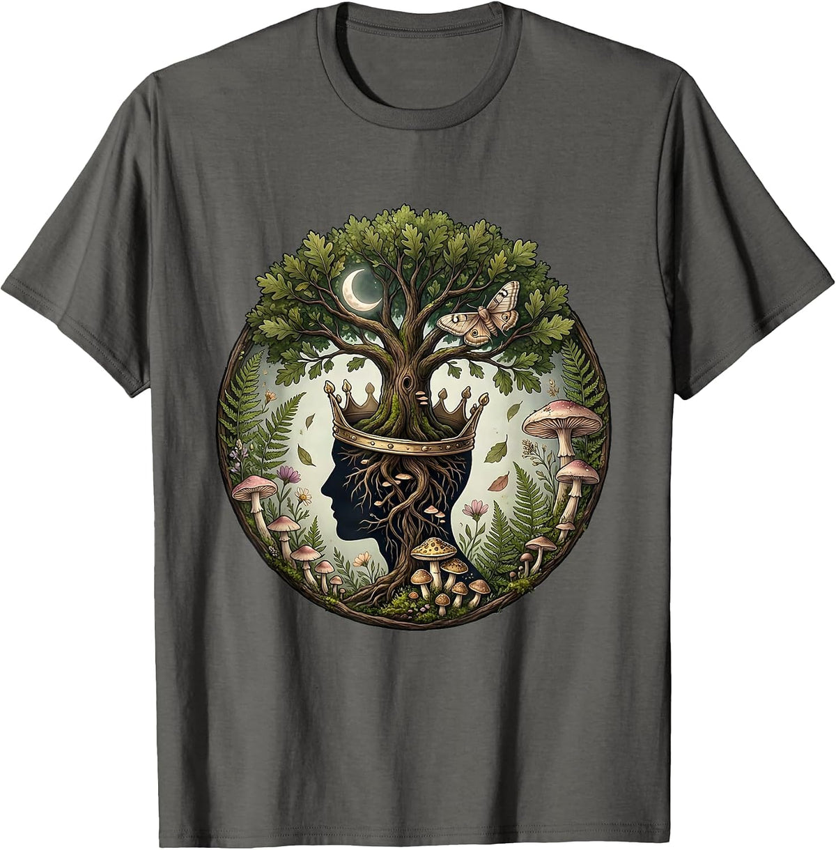 Men's Mental Health Tree of Growth Illustration T-Shirt - Asphalt Grey