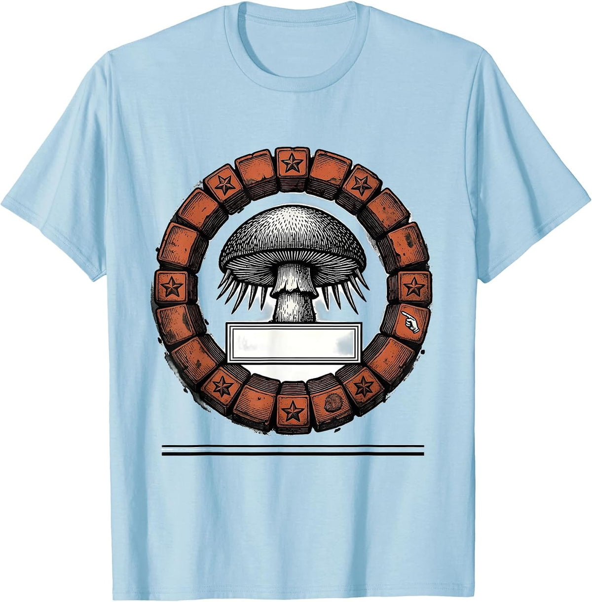 Men's Shield Seal Hedgehog Mushroom Forager Humor T-Shirt - Baby Blue