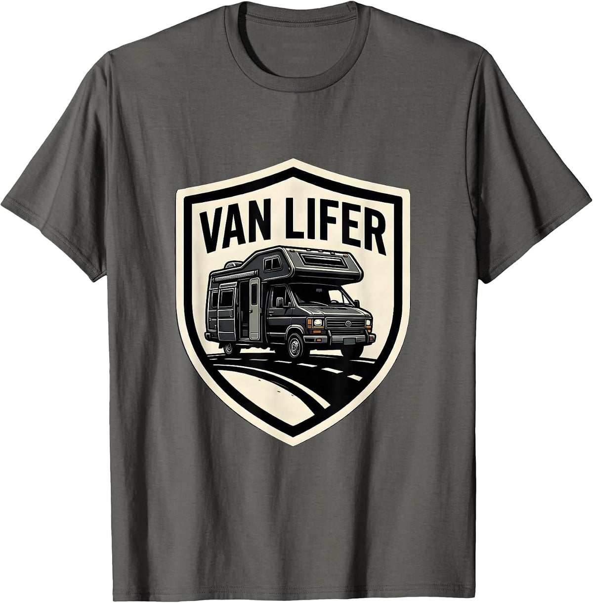 Men's Van Lifer Retro Camper Van Life Road Trip Souvenir T-Shirt - Asphalt Grey