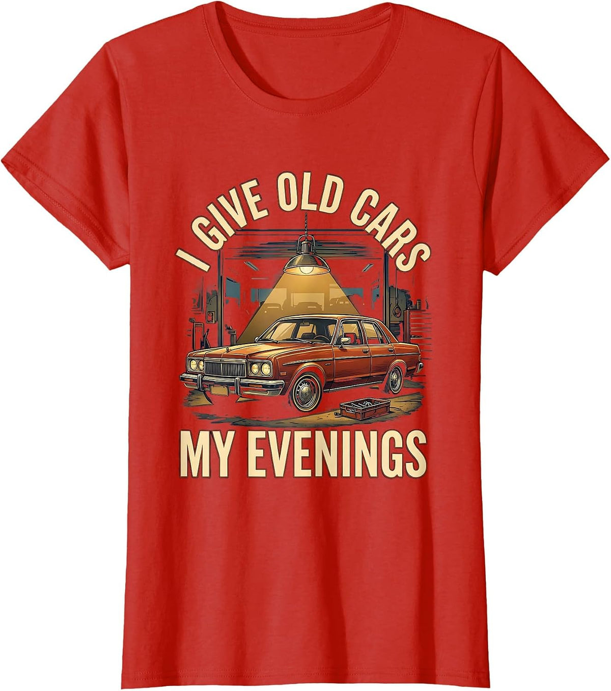 I Give Old Cars My Evenings Funny Classic Car Guy Humor T-Shirt - Red