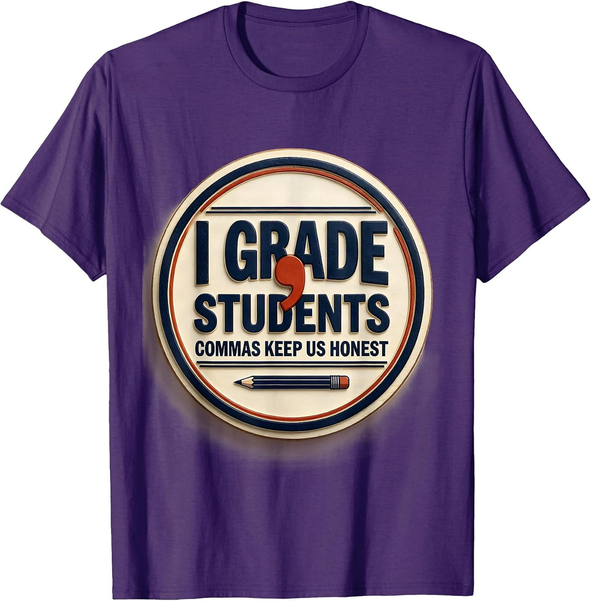 Men's I Grade, Students — Commas Keep Us Honest Funny Grammar T-Shirt - Purple