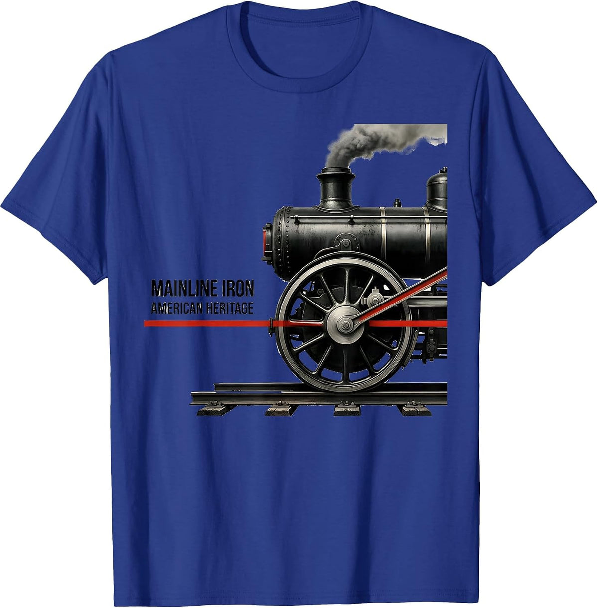 Mainline Iron American Heritage Vintage Steam Locomotive T-Shirt - Royal Blue