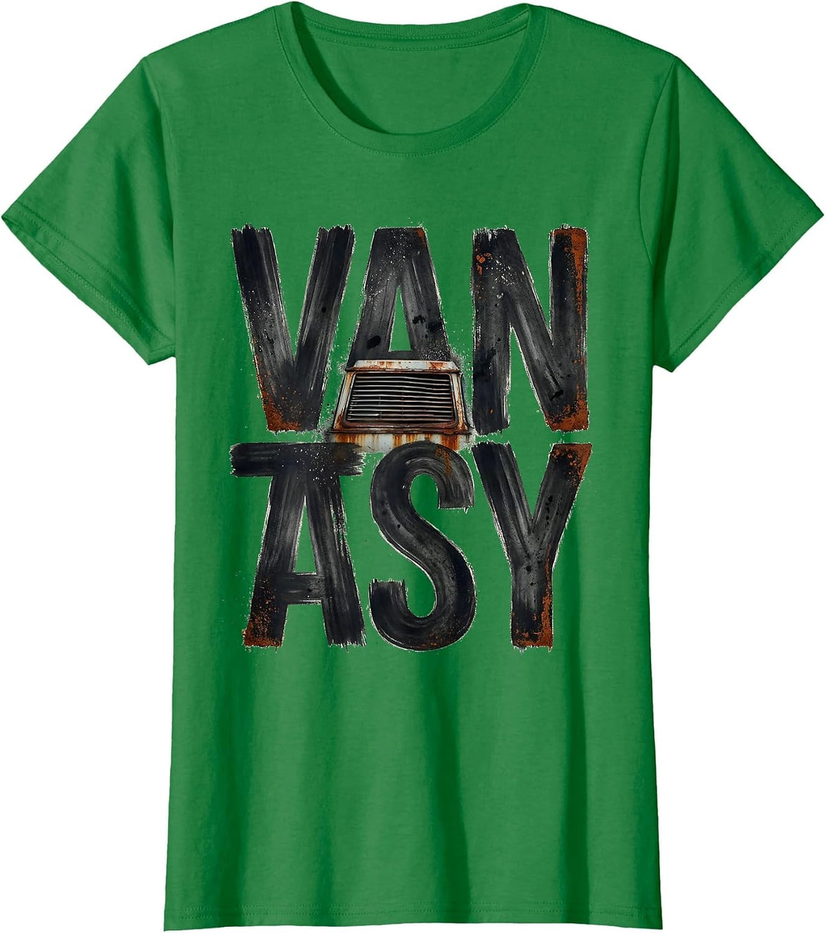 Women's Vantasy Retro Van Life Van Enthusiast Road Trip T-Shirt - Kelly Green
